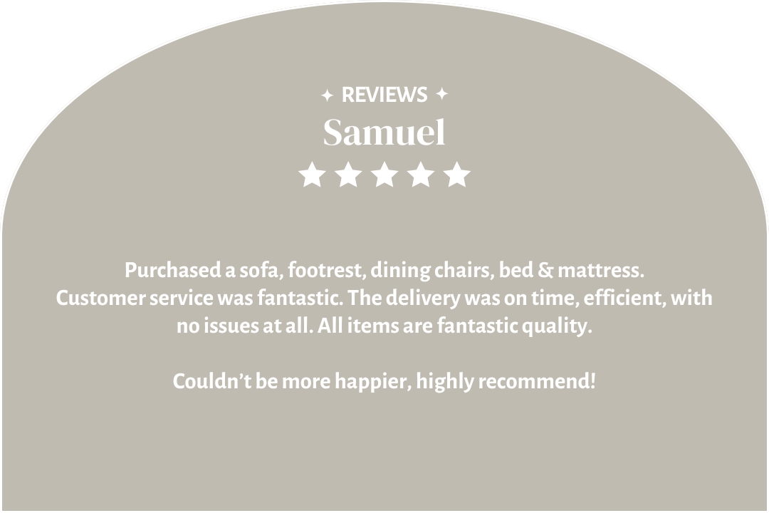 5-star customer review by Samuel: "All items are fantastic quality."